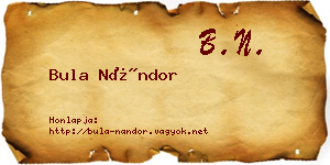 Bula Nándor névjegykártya